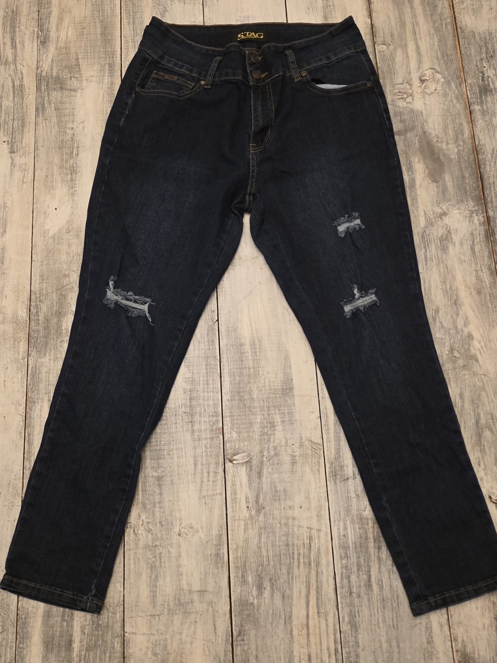 Stag Women’s Dark Blue Distressed Skinny Jeans sz 15